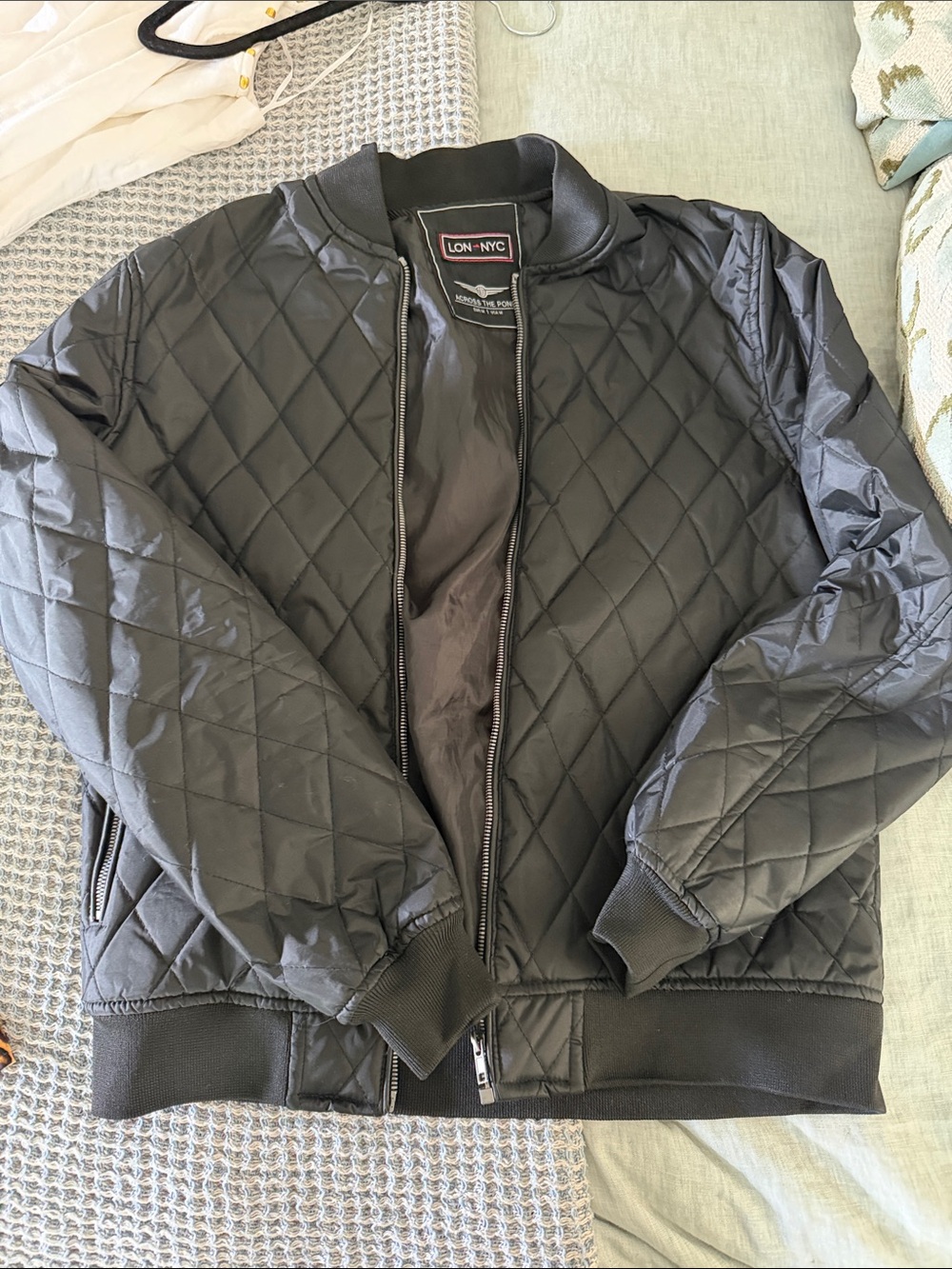 Quilted Bomber Jacket in Black